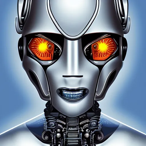 Prompt: a portrait of a robot, digital art, detailed