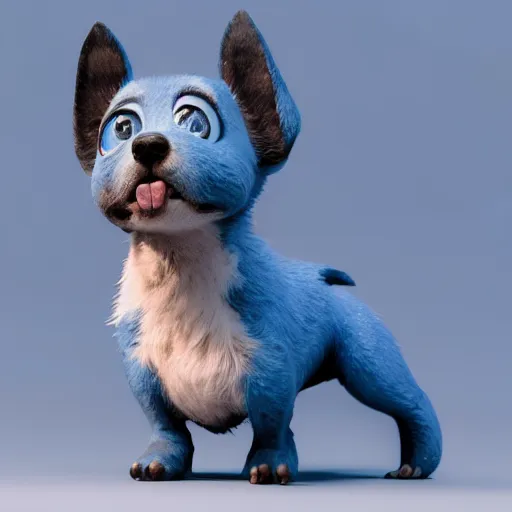 Prompt: a cute little blue dog portrait, photorealistic, 3 d render, award winning render, unreal engine, octane render, studio lighting, 8 k, hd, dustin nguyen, akihiko yoshida, greg tocchini, greg rutkowski, cliff chiang, pixar