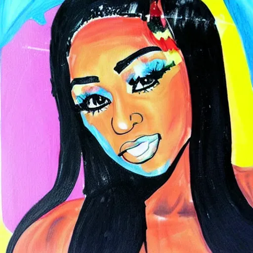 Image similar to children's painting of nicki minaj