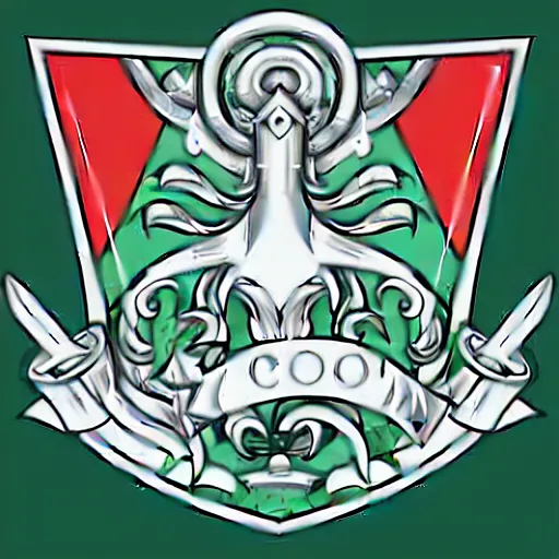 Image similar to coat of arms depicting a silver ship on a green background, art by ori toor, sticker, colourful, illustration, highly detailed, simple, smooth and clean vector curves, no jagged lines, vector art, smooth