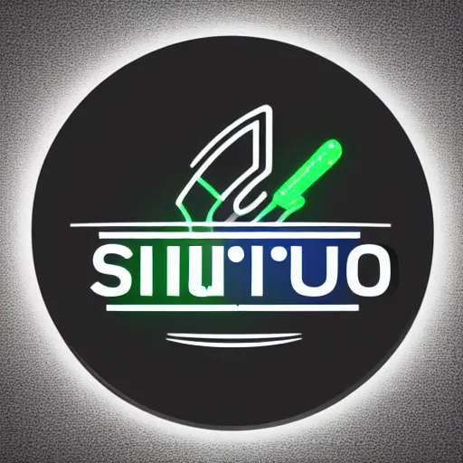 Image similar to professional studio logo for a. i. startup, vector clip art, artstation, neon