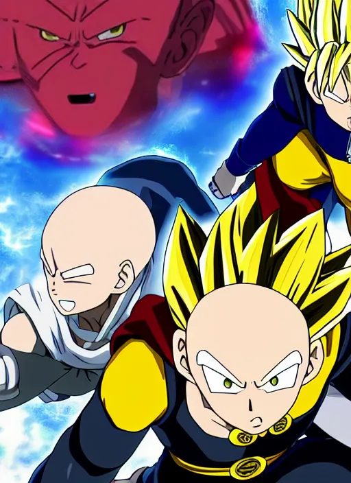 Image similar to super saiyan one punch man, detailed, rtx, 4 k resolution