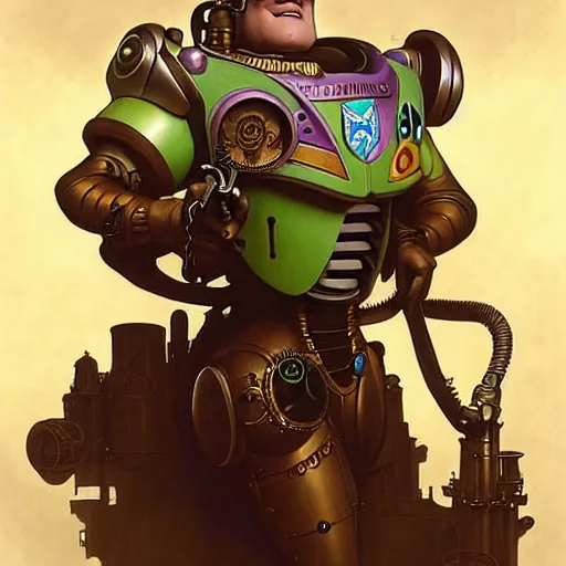 Prompt: steampunk buzz lightyear, fantasy, d & d, intricate, detailed, by by alphonse mucha, adolfo hohenstein, alice russell glenny, stanley artgerm lau, greg rutkowski, detailed, trending on artstation, trending on artstation, smooth