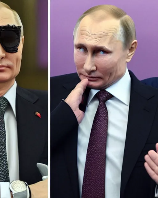 Prompt: Putin looks like a character from JoJo's bizarre adventure