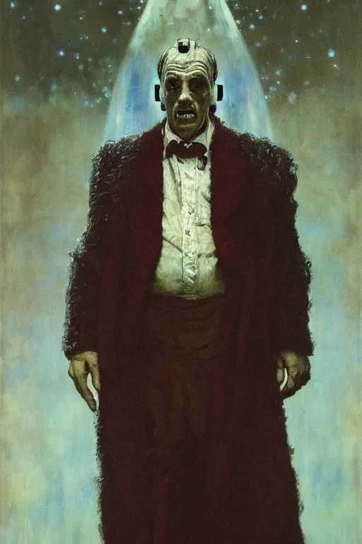 Image similar to full length portrait of dr who enemy eldred, painted by lawrence alma tadema, zdzislaw beksinski, norman rockwell, jack kirby, tom lovell, alex malveda, greg staples, hand of fear, bbc, tv