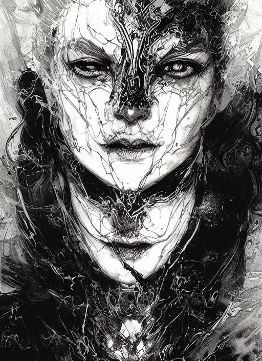 Image similar to portrait of carmilla the vampiress, pen and ink, intricate line drawings, by craig mullins, ruan jia, kentaro miura, greg rutkowski