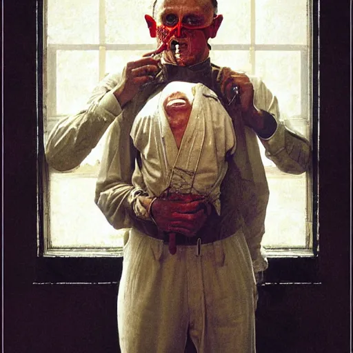 Prompt: hannibal lecter by norman rockwell