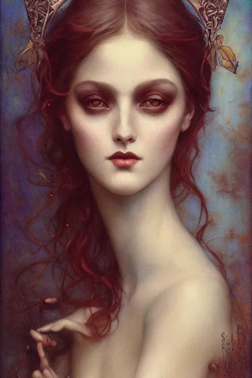 Prompt: by Tom Bagshaw in the style of Gaston Bussière, art nouveau