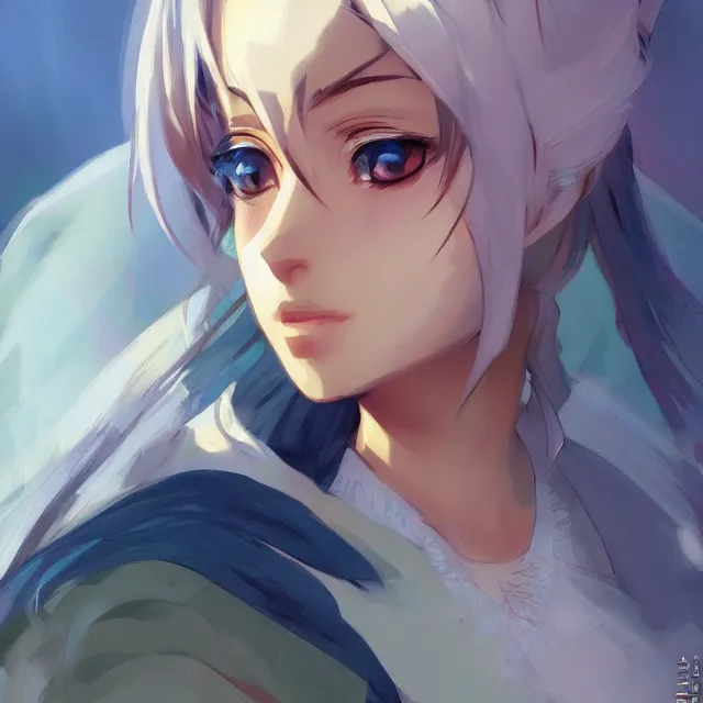 Image similar to pakistani anime character, medium close up portrait, elegant, digital painting, artstation, concept art, smooth, sharp focus, illustration, art by konstantin korovin and daniel f. gerhartz and john howe