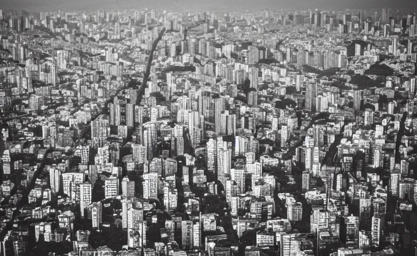 Prompt: award winning overhead view photo of the city of sao paulo in 1 9 5 6, tilt shift photography