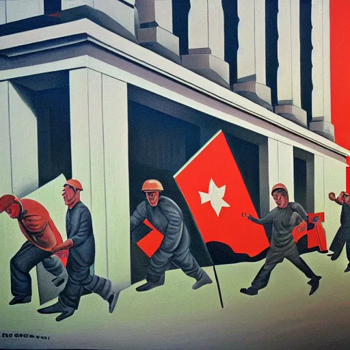 Image similar to the word daily depicted in a socialist realist mural
