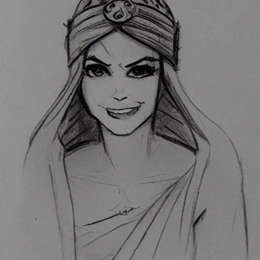 Image similar to milt kahl sketch of victoria justice as princess padme from star wars episode 3