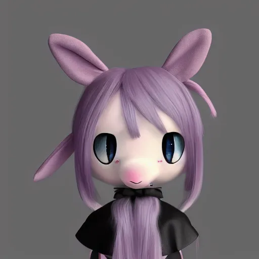 Image similar to cute fumo plush bunny girl, floppy ears, gothic maiden, furry anime, vray