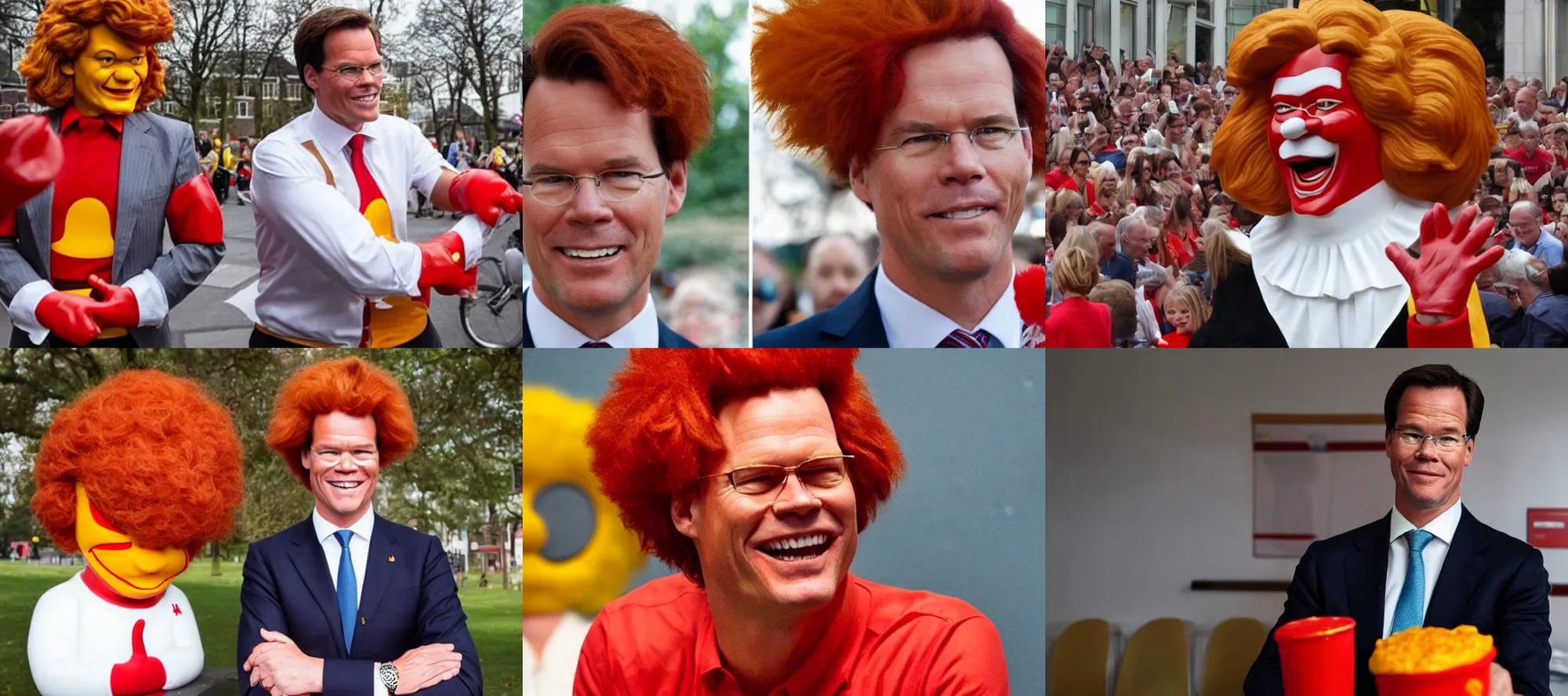 Prompt: mark rutte as ronald mcdonald