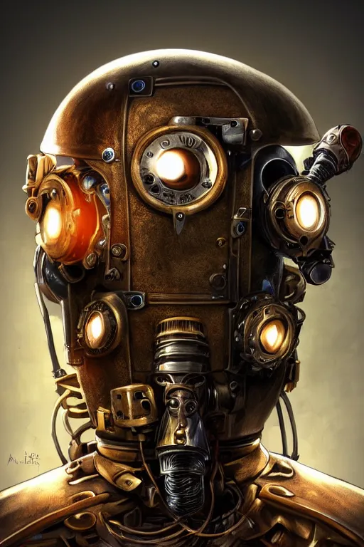 Image similar to steampunk helmet fantasy art mask robot ninja stylized digital illustration sharp focus, elegant intricate digital painting artstation concept art global illumination ray tracing advanced technology chaykin howard and campionpascale and cooke darwyn and davis jack