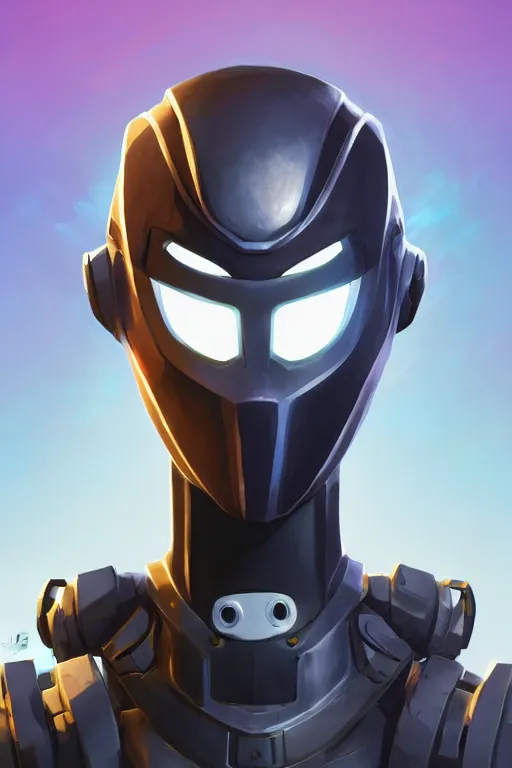 Image similar to epic mask helmet robot ninja portrait stylized as fornite style game design fanart by concept artist gervasio canda, behance hd by jesper ejsing, by rhads, makoto shinkai and lois van baarle, ilya kuvshinov, rossdraws global illumination radiating a glowing aura global illumination ray tracing hdr render in unreal engine 5