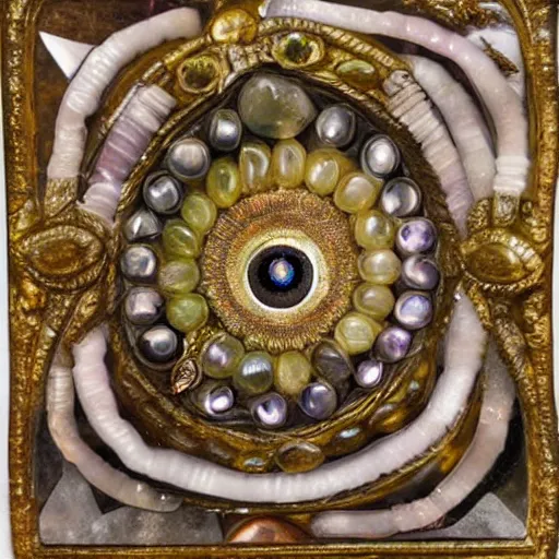 Image similar to A beautiful composition made with shiva-eye, quartz and nacre