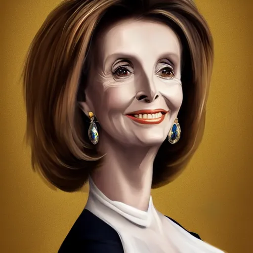 Image similar to nancy pelosi, anthropomorphic fox, furry, heeky smile, white romantic dress with intricate details, deep focus, elegant, digital painting, smooth, sharp, golden ratio, illustration, art by artgerm and caravaggio