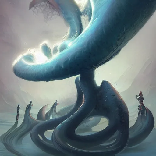 Image similar to giant squid shaped virus particles, 8k, digital art, sci-fi, trending on artstation, artwork by Peter Mohrbacher