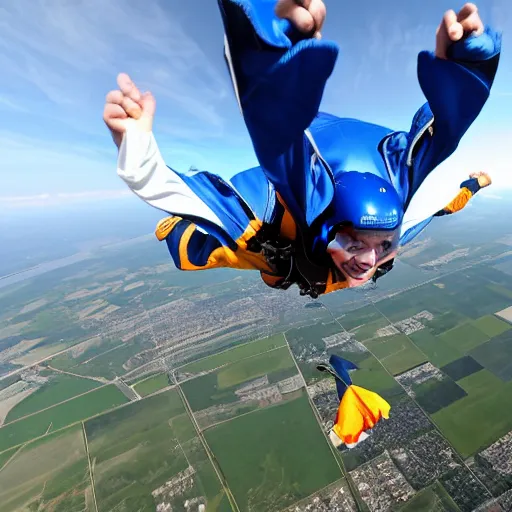 Prompt: skydiving with a wingsuit over edmonton, 4 k, high detail, high - resolution photograph, professional photography, ultra - detail