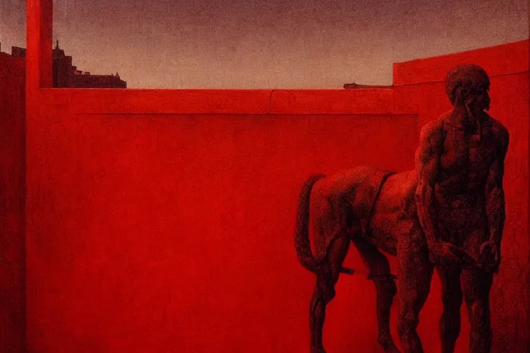 Image similar to only with red, caesar after war, a red tiger, in hoc signo vinces, rome in background, an ancient path, in the style of beksinski, part by hopper, part by rodcenko, part by hofbauer, intricate composition, red by caravaggio, insanely quality, highly detailed, masterpiece, red light, artstation