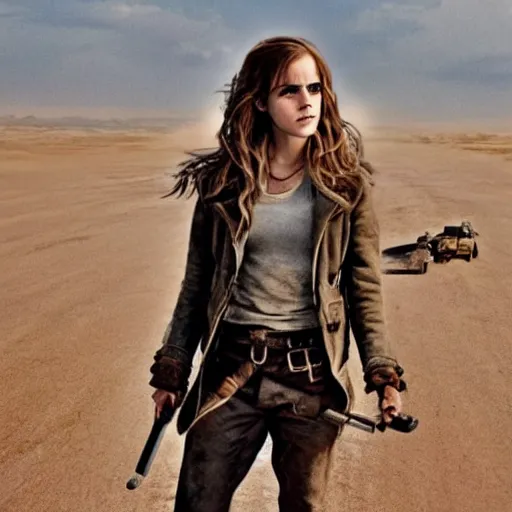 Image similar to emma watson as hermione granger in mad max fury road