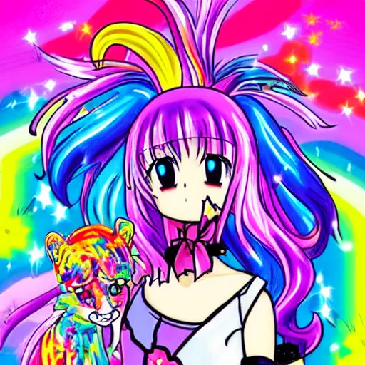 Image similar to anime in the style of lisa frank