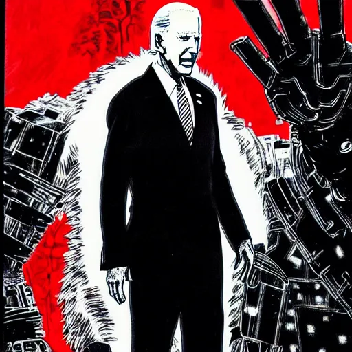 Image similar to Joe Biden looking sinister, by Tsutomu Nihei, highly detailed