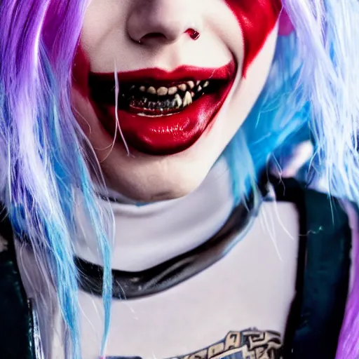 Image similar to Billie Eilish as Harley Quinn 4k detail