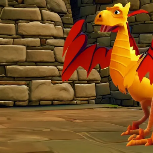 Prompt: screenshot of a humanoid anthropomorphic griffin bard with a feather in its cap as an enemy in spyro the dragon video game, with playstation 1 graphics, activision blizzard, upscaled to high resolution