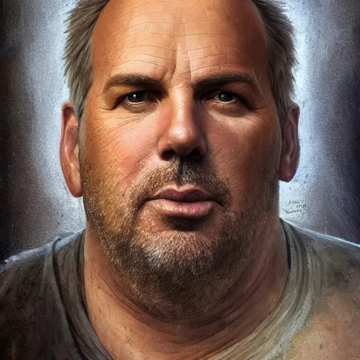 Prompt: hyperrealistic mixed media high resolution painting of morbidly obese Kevin Costner, stunning 3d render inspired art by István Sándorfi and Greg Rutkowski and Unreal Engine, perfect facial symmetry, dim volumetric lighting, 8k octane beautifully detailed render, full body shot, post-processing, extremely hyper-detailed, intricate, epic composition, highly detailed attributes, highly detailed atmosphere, cinematic lighting, masterpiece, trending on artstation, very very detailed, masterpiece, stunning, flawless structure, lifelike texture, perfection,