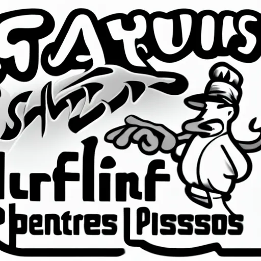 Image similar to chef platypus looking to the left, logo style, black and white