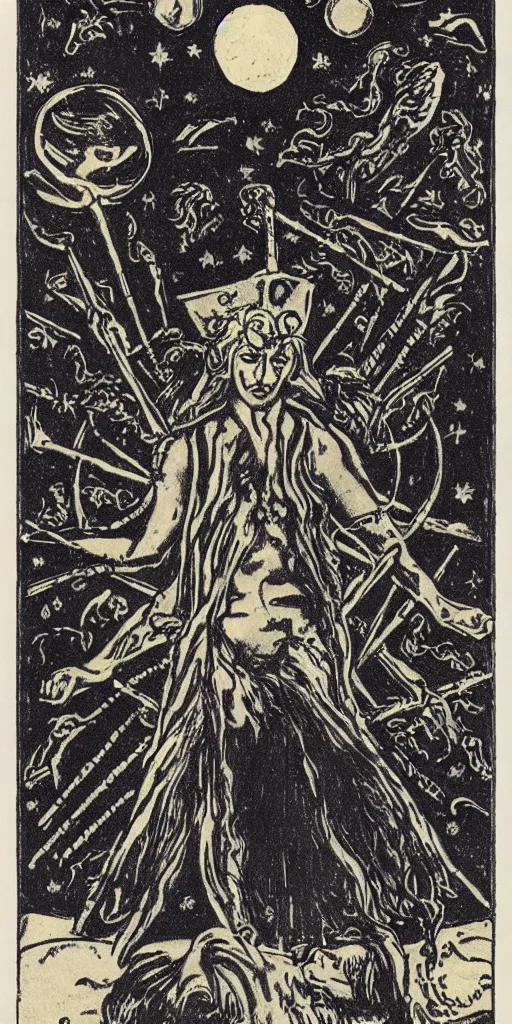 Image similar to the moon tarot card by austin osman spare