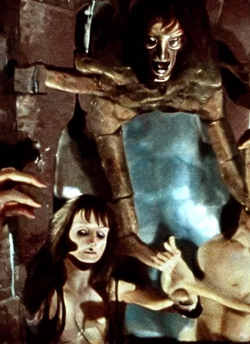 Image similar to science fiction practical fx of an android minotaur crushing by dario argento and david cronenberg 1 9 7 0