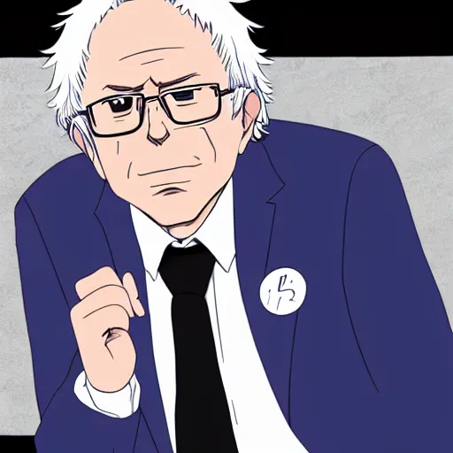 Prompt: Bernie Sanders as an Anime character