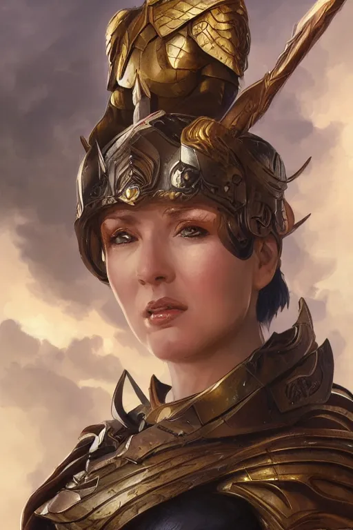 Image similar to amazon valkyrie athena, d & d, fantasy, portrait, highly detailed, headshot, digital painting, trending on artstation, concept art, sharp focus, illustration, art by artgerm and greg rutkowski and magali villeneuve