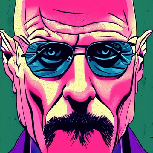 Image similar to vector drawing, walter white wearing the joker outfit