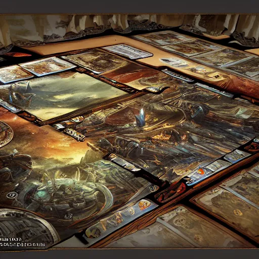 Image similar to tabletop game board, highly detailed, fantasy art, in the style of greg rutkowski, epic, fantasy, intricate, hyper detailed, artstation, concept art, smooth, sharp focus, ray tracing, front view