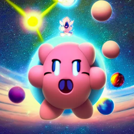 Image similar to photograph of kirby inhaling the universe