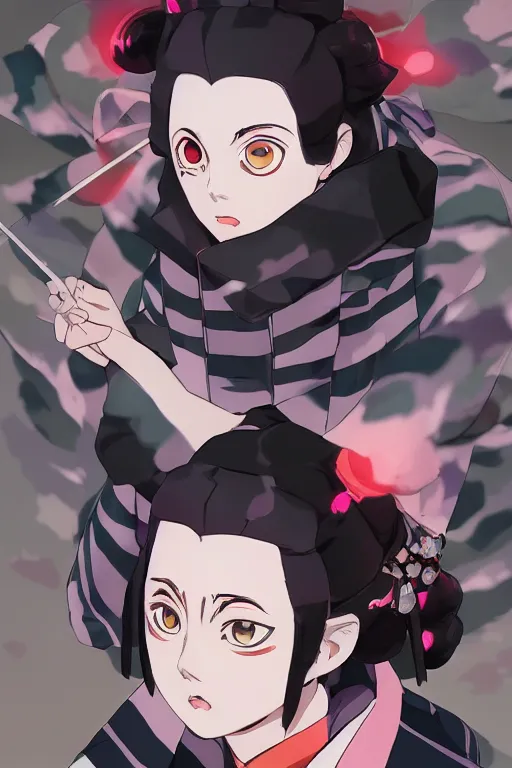 Prompt: portrait Nezuko Kamado, Kimetsu no Yaiba high details, artstation, cinematic lighting, epic vibe, epic concept art, photorealistic, environment, volumetric lighting, super wide angle, ultra wide angle