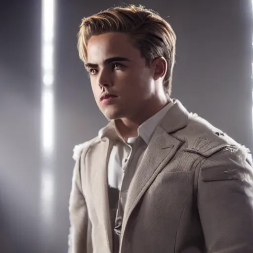 Image similar to stunning awe inspiring dacre montgomery as archangel in a x - men movie, still 8 k hdr atmospheric lighting