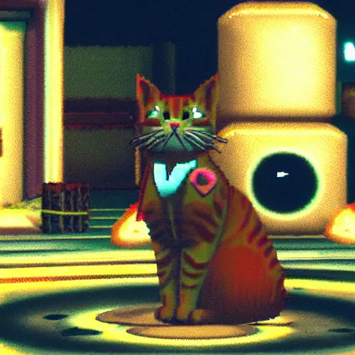 Prompt: Video game Stray!!! Cat, still from Stray video game