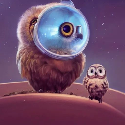 Image similar to long shot of a very cute owl chick nesting in a very futuristic cup, esao andrews, humorous illustration, hyperrealistic, big depth of field, warm colors, night scenery, low light, 3 d octane render, 4 k, conceptart, hyperdetailed, hyperrealistic, trending on artstation