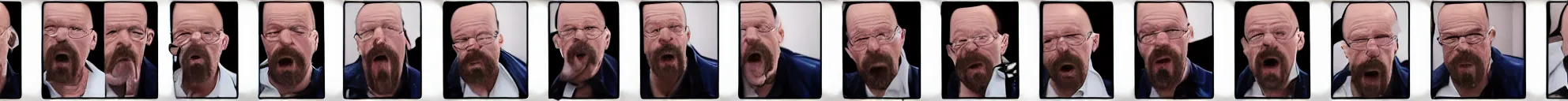 Image similar to 8 consistent frames from a video showing walter white falling down stairs