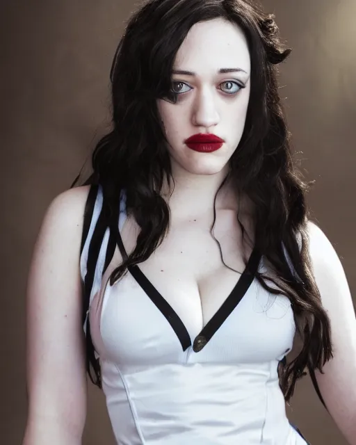 Image similar to a photo of kat dennings dressed as ryuko matoi from kill la kill, close up professional portrait, dslr photography