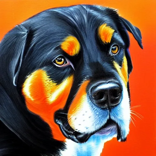 Image similar to emo Rottweiler oil painting