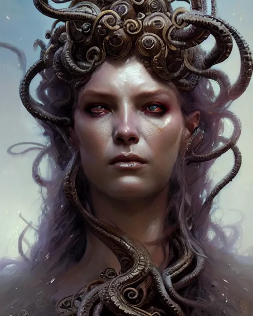 Image similar to fierce medusa, fantasy character portrait, ultra realistic, concept art, intricate details, highly detailed by greg rutkowski, gaston bussiere, craig mullins, simon bisley