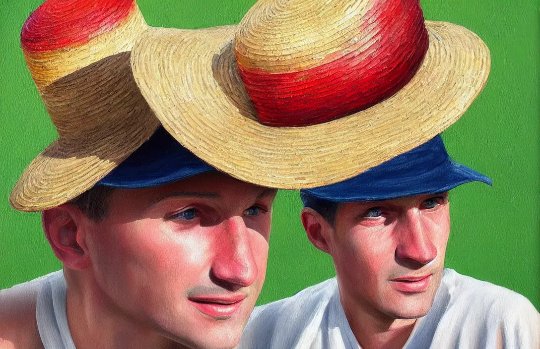 Image similar to english football fan in a sun hat!!!!!!!!!!!!!!!!!!!!!!!!!!!, detailed face, detailed painting, flat lighting by alberto mielgo