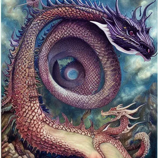 Image similar to portrait of surreal dragon king, artwork by Daniel Merriam,