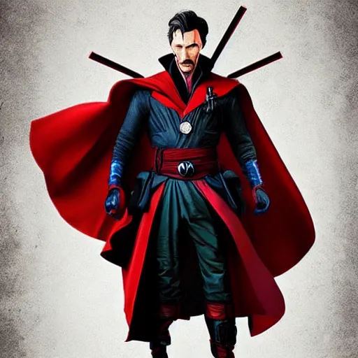 Prompt: dr strange meets deadpool illustration foto realistic